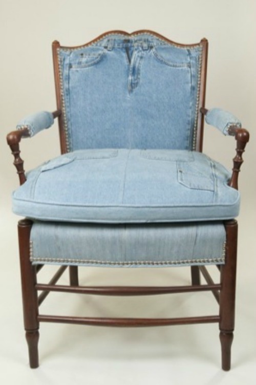 denim upholstered chair