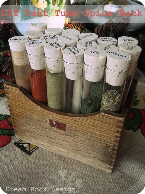 Test Tube Spice Rack- Get your spices organized quickly and easily with these great spice cupboard organization ideas! Spice drawer organizing tips also included! | spice cabinet organization, spice drawer organizing hacks, how to organize your spices, kitchen organizing ides, #organizingTips #organization #ACultivatedNest