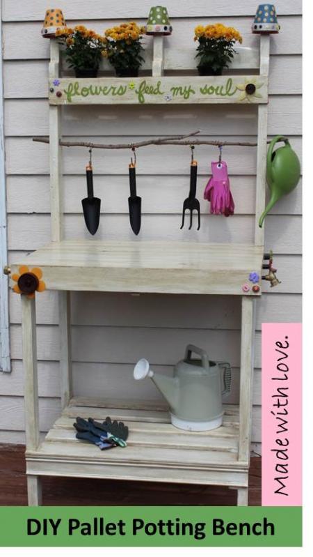 15 Pretty DIY Potting Bench Ideas- Get inspired to create your own DIY potting bench with these pretty ideas! Whether you're a seasoned gardener or just starting out, these benches will provide a beautiful and functional space for all your planting needs. | #gardening #pottingBench #DIY #diyProjects #ACultivatedNest