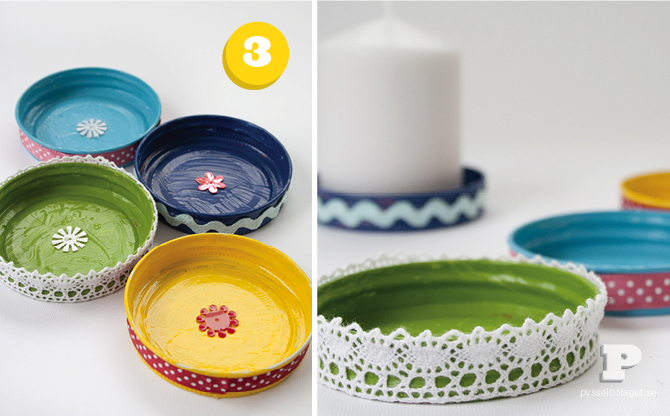 candle plates from old lids