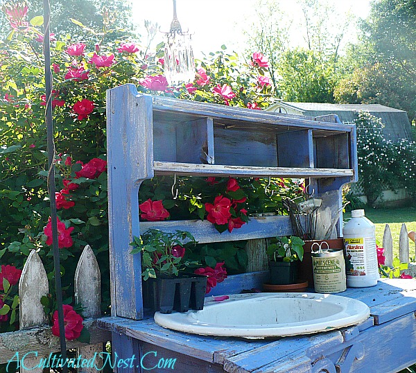 15 Pretty DIY Potting Bench Ideas- Get inspired to create your own DIY potting bench with these pretty ideas! Whether you're a seasoned gardener or just starting out, these benches will provide a beautiful and functional space for all your planting needs. | #gardening #pottingBench #DIY #diyProjects #ACultivatedNest