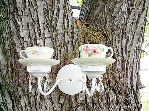 tea cup bird feeder