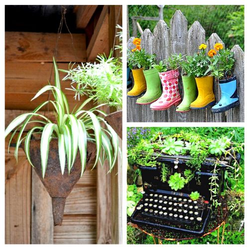 15 Creative DIY Garden Containers- From repurposed materials to artsy designs, these unique planters are perfect for adding a personal touch to your green oasis. Check out all these creative DIY garden containers for inspiration! | #gardening #upcycling #DIY #gardenIdeas #ACultivatedNest