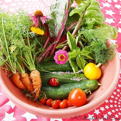 acultivatednest.com bowl of homegrown vegetables