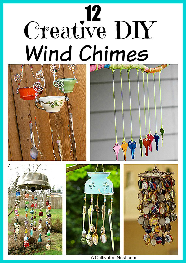 12 Great DIY Wind Chime Ideas- Make your yard sound beautiful with these pretty DIY wind chime designs! From repurposed materials to nature-inspired creations, discover a symphony of tinkling sounds that elevate your outdoor ambiance! | #DIYWindChimes #CreativeCrafts #OutdoorDecor #DIY #ACultivatedNest