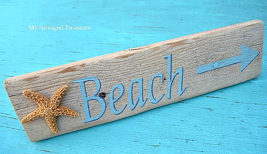 hand painted beach sign