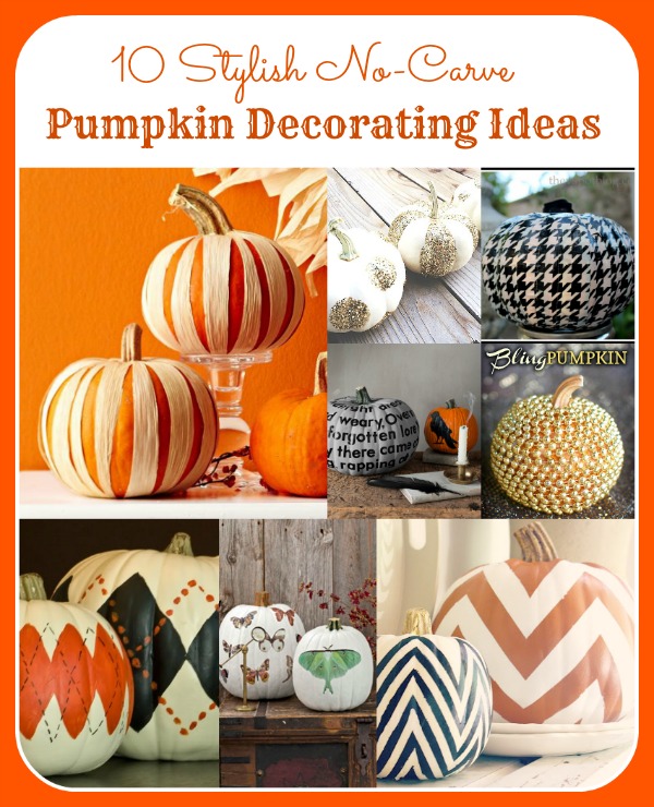 10 Stylish No Carve Pumpkin Decorating Ideas- If you want to decorate your home for fall on a budget, try these 10 stylish no carve pumpkin decorating ideas! They're fun, and easy! | #craft #diyProject #pumpkinDecor #fallDecor #ACultivatedNest