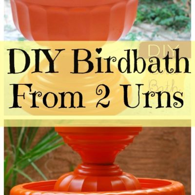 DIY birdbath from urns
