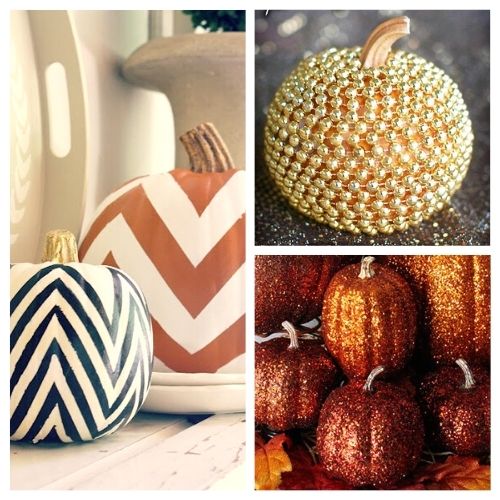10 Stylish No Carve Pumpkin Decorating Ideas- A fun and easy way to decorate your home for fall on a budget, is with these 10 stylish no carve pumpkin decorating ideas! | #fallDecorating #fallPumpkins #craft #DIY #ACultivatedNest