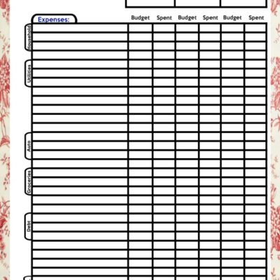 Monthly budget worksheet printable