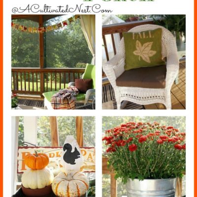 Fall screened porch decorating