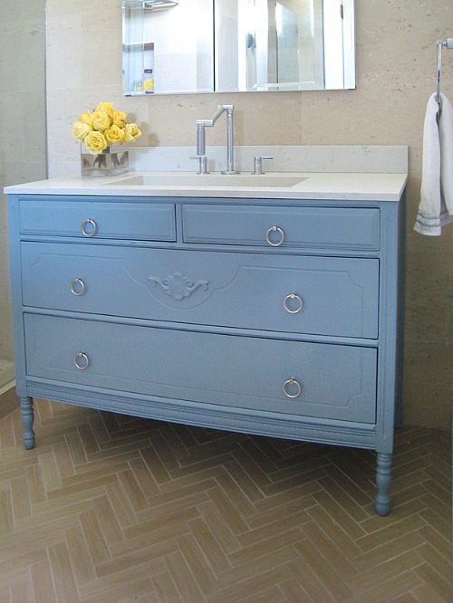 Repurposed Dresser Bathroom Vanity 