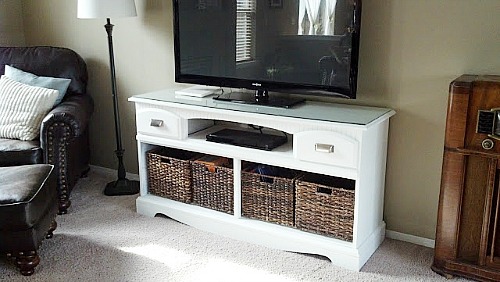 TV Cabinet Dresser Upcycle- If you have an old dresser, it could be turned into something new, useful, and beautiful! For inspiration, check out these 12 clever ways to repurpose an old dresser! | DIY furniture makeover, upcycle a dresser, #repurpose #upcycle #furniture #DIYProject #ACultivatedNest