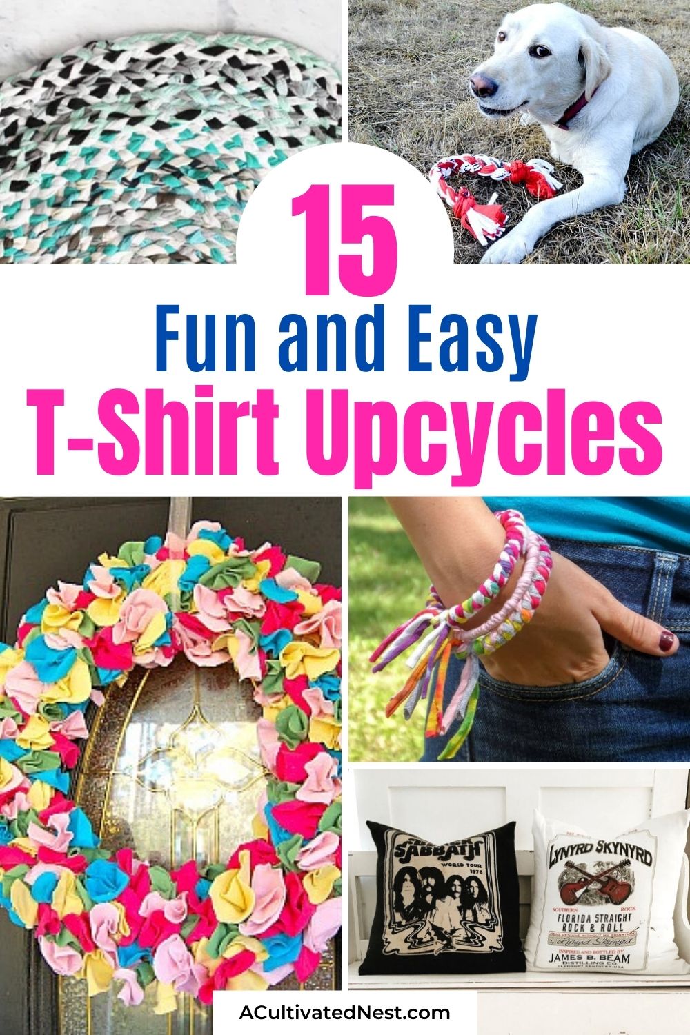 15 Ways to Repurpose or Restyle T-Shirts- Looking for ways to use old t-shirts that you've been holding on to but don't wear anymore? Here are 15 ways to repurpose T-shirts! | upcycling T-shirts, recycle T-shirts, old T-shirt restyles #upcycling #repurpose #restyleShirt #diyProject #ACultivatednest