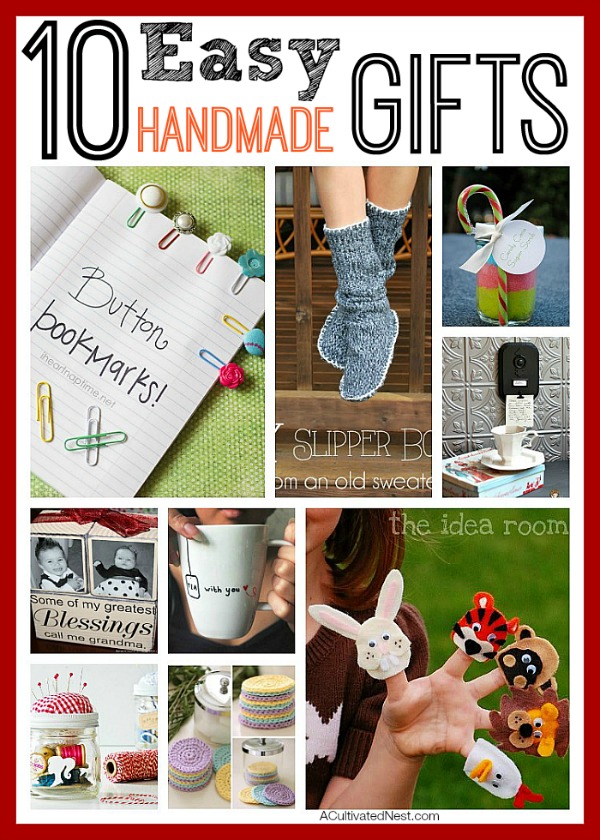 10 Easy Handmade Gifts- Want to save money this holiday season? Then be frugal with your gifting and give out some of these handmade gifts! | homemade gifts, DIY gifts, DIY Christmas gifts #homemadeGifts #ChristmasGifts #diyGifts #Christmas #ACultivatedNest