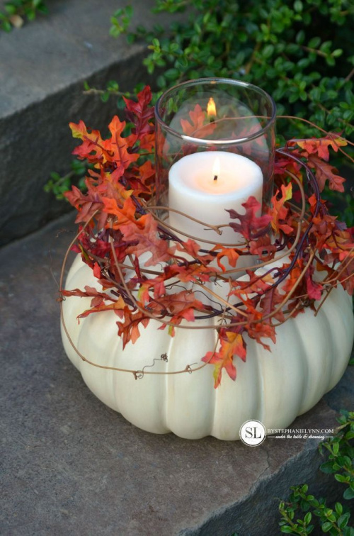 Simple & Pretty Candle Displays for Thanksgiving- Make your Thanksgiving table or buffet more festive on a budget with these 15 gorgeous DIY Thanksgiving candle display ideas! | #Thanksgiving #diyCandles #DIY #ThanksgivingCrafts #ACultivatedNest