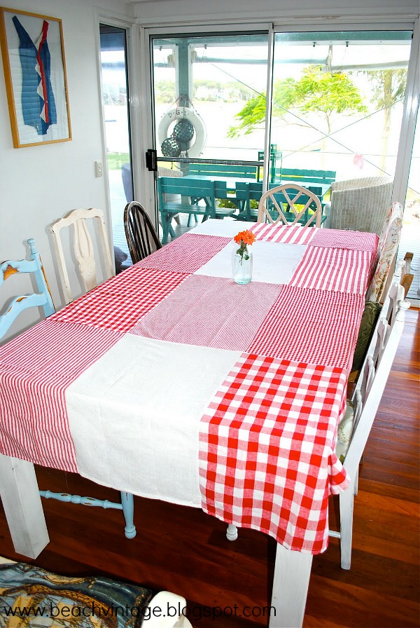 How to make a tea towel table cloth