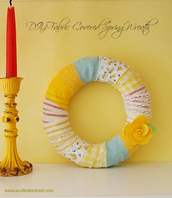 DIY fabric covered spring wreath