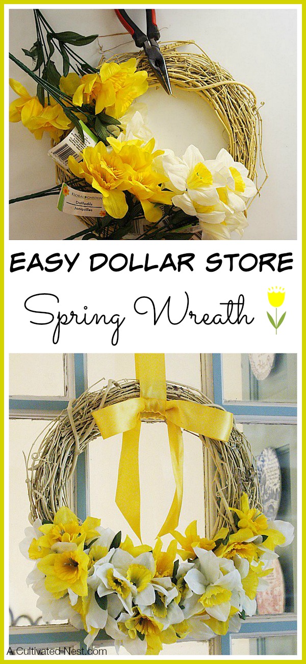 Dollar Store Daffodil Wreath