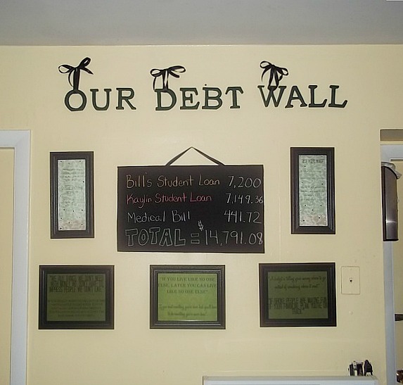 debt wall with dave ramsey quotes