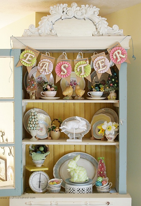 Easter Decorating Ideas for a China Cabinet 