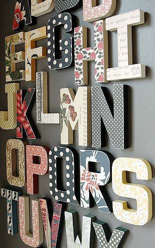 scrapbook paper covered letters