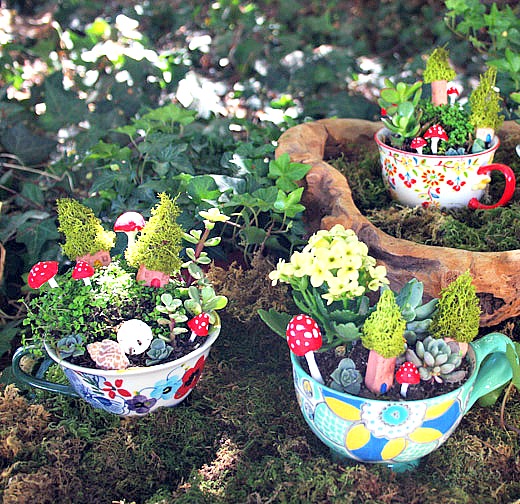 9 Cute DIY Teacup Gardens - Add some whimsy to your decor! Turn old teacups into charming mini gardens! Fairy gardens, teacup gardens, miniature gardens, gardening ideas, creative gardening ideas #diygardening #fairygardens #minigardens #gardening #diygiftideas #acultivatednest| Mini teacup garden by Camp Makery - 