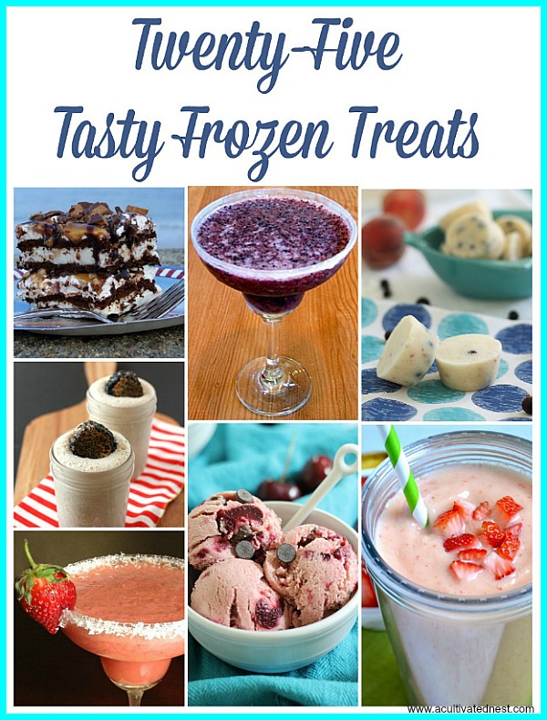 25 Tasty Frozen Treats- Beat the summer heat with some of these delicious cold dessert recipes! With 25 tasty frozen treats to choose from, you're sure to find several your family will love! | summer dessert recipes, cold drink recipes, frosty drink recipes, no-bake desserts, #dessert #recipe #iceCream #ACultivatedNest