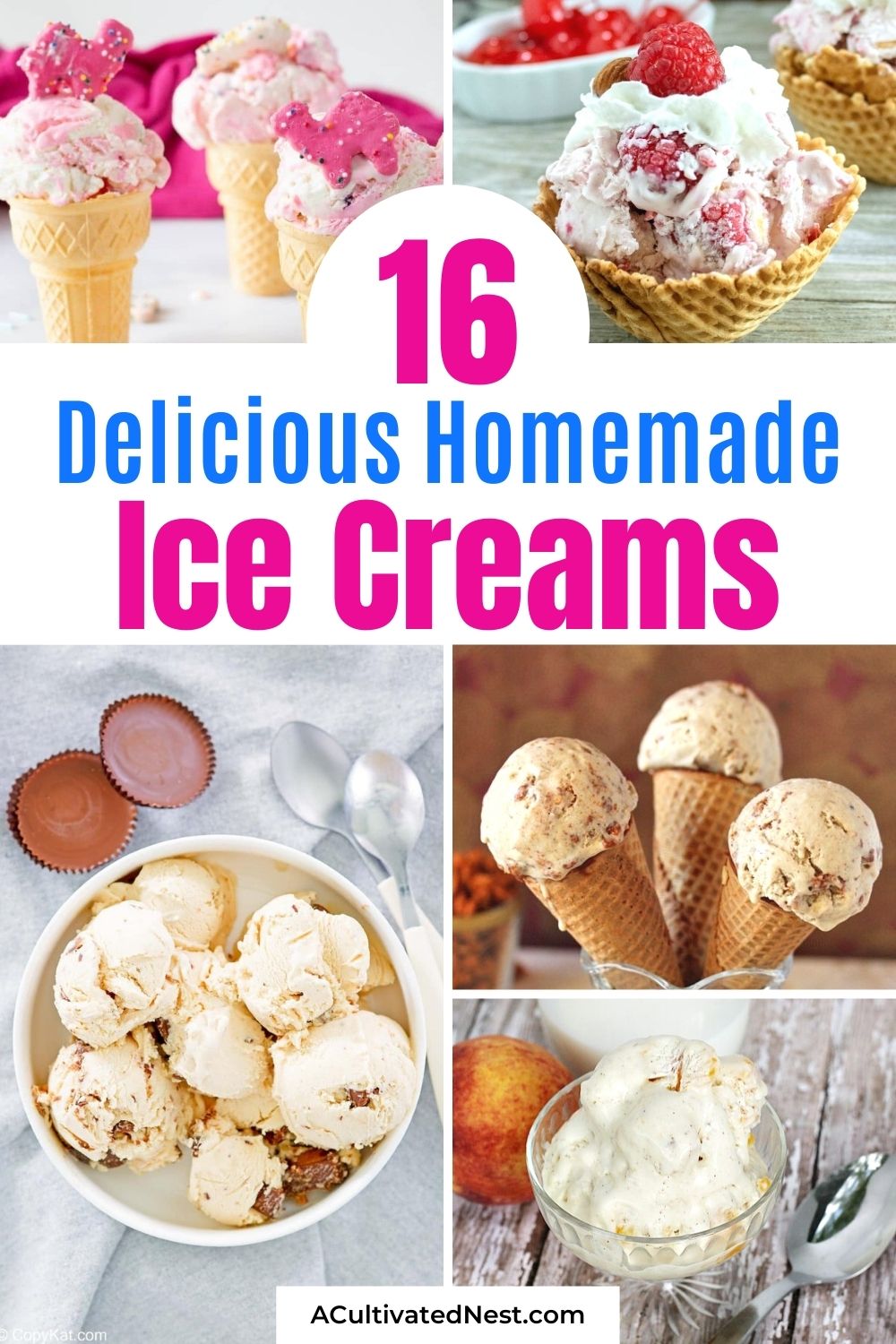 16 Mouth-Watering Homemade Ice Cream Recipes- If you want a delicious cold treat this summer, then you have to make some ice cream! Here are some delicious homemade ice cream recipes for you to try, many of which don't require an ice cream maker! | #iceCreamRecipes #dessertIdeas #homemadeIceCream #dessertRecipes #ACultivatedNest