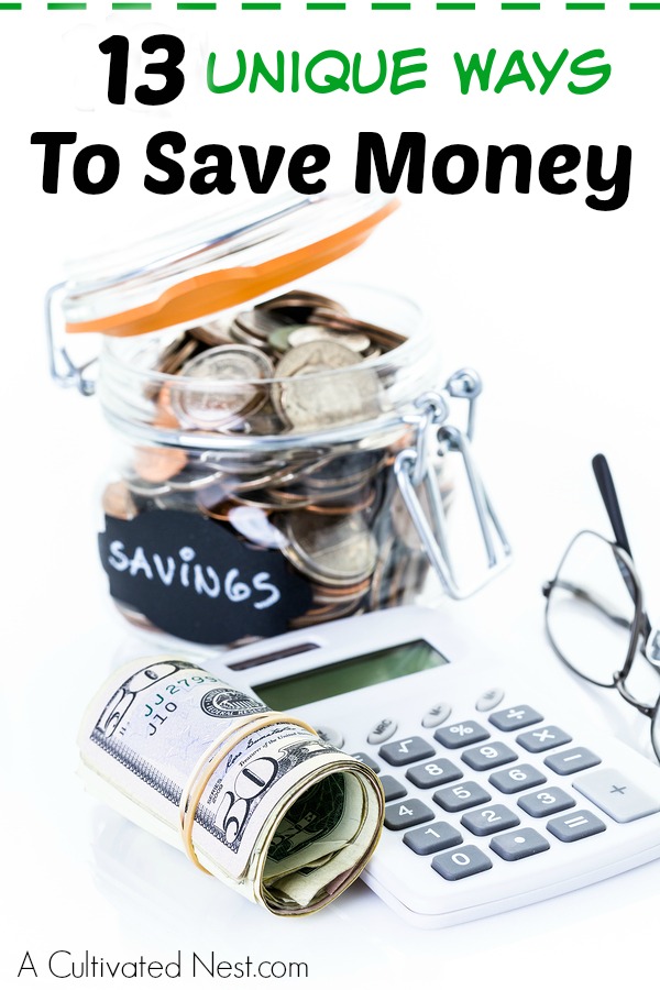 Unique Ways To Save Money - Are you tired of being in debt? Maybe you just want to save some money for something special. Well, there are many ways you can save a bit of cash, while still enjoying life that may not be your ordinary way to save money! Here are 13 unique ways you can start saving money right away. #savemoney #moneysavingtips #frugal #frugalliving