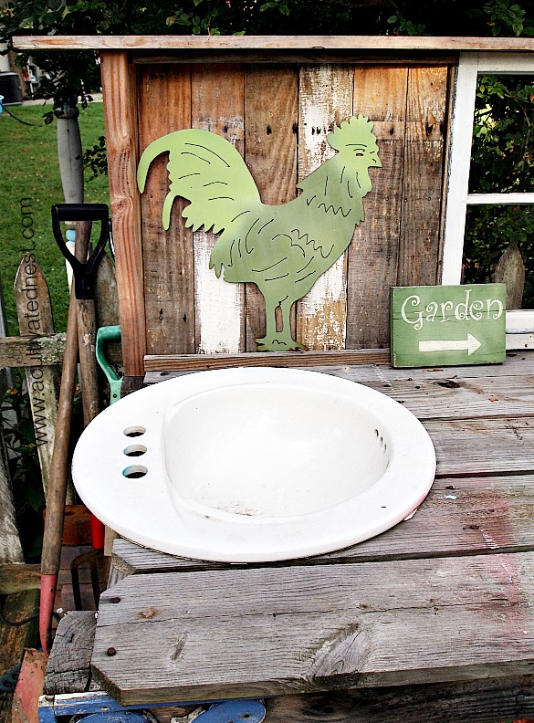 potting bench with a sink