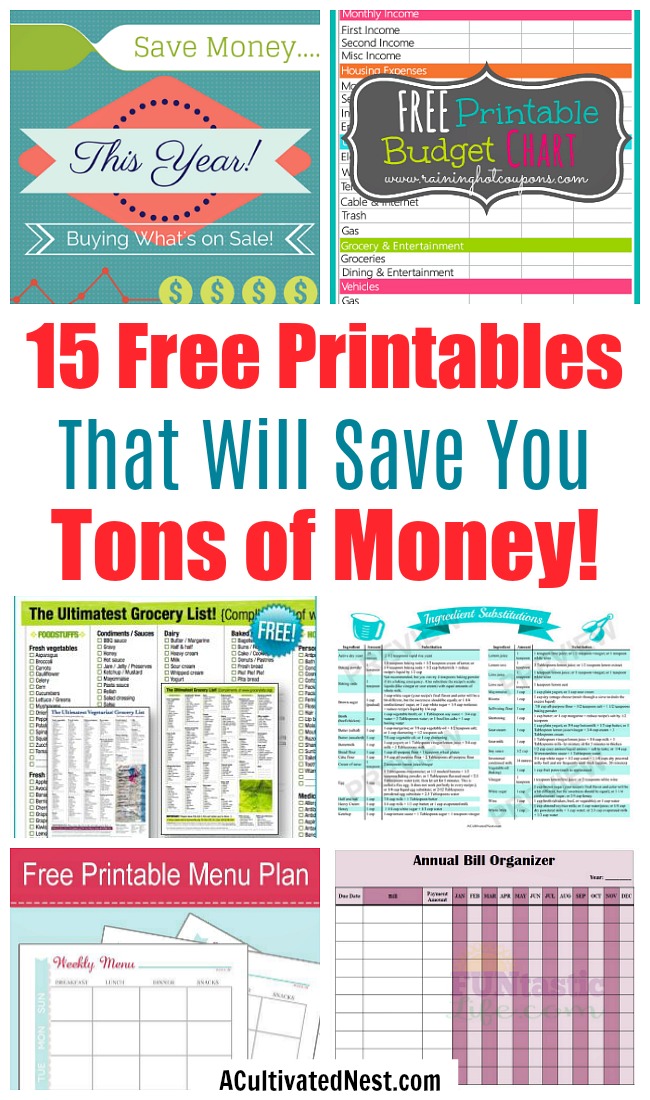 20 Free Printables to Save You Money