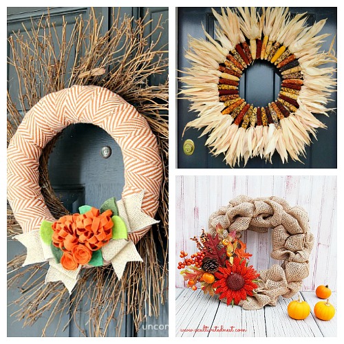 Painted Burlap Flower Fall Wreath - Busy Being Jennifer