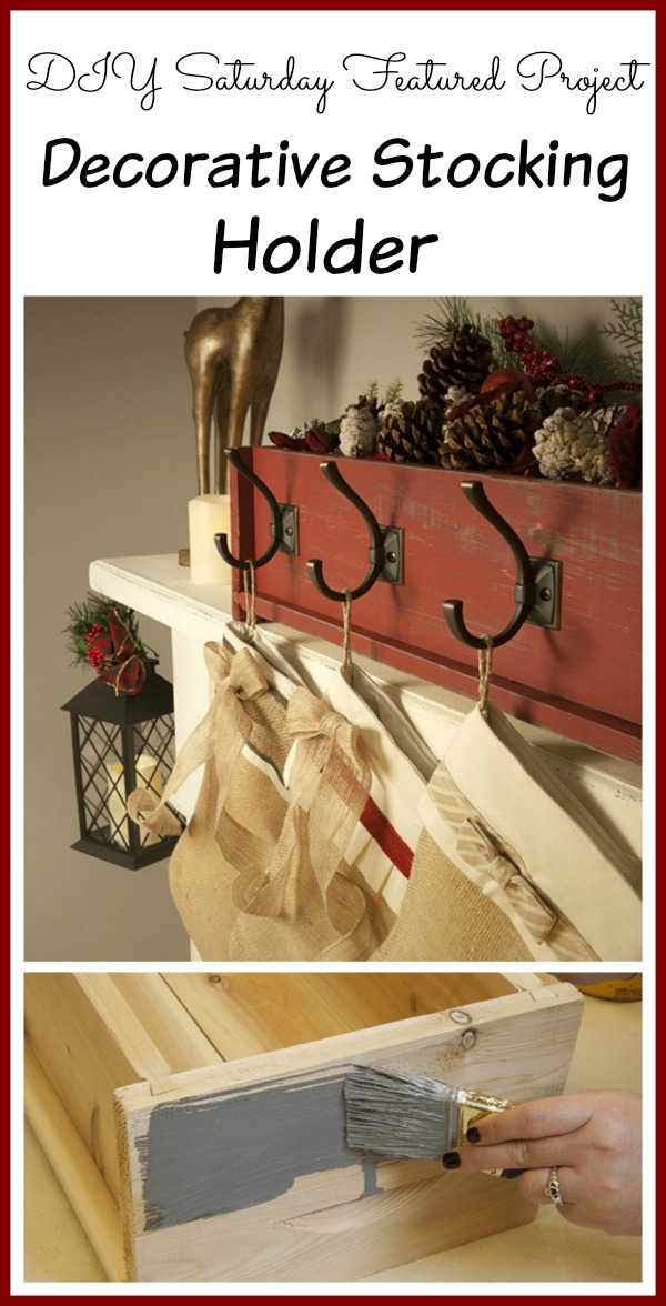  Decorative Christmas Stocking Holder from a planter box! DIY Saturday Featured Project #diy #christmas #christmasdecor