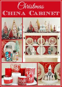 Christmas China Cabinet Decorating