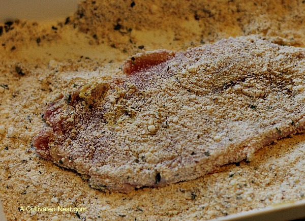 Breading Italian pork chops