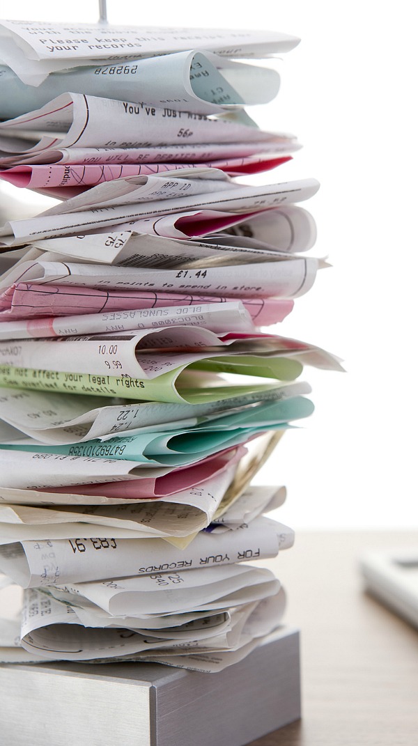 organizing receipts