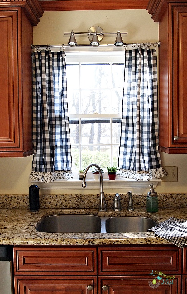 Black Buffalo Check Kitchen Curtains 