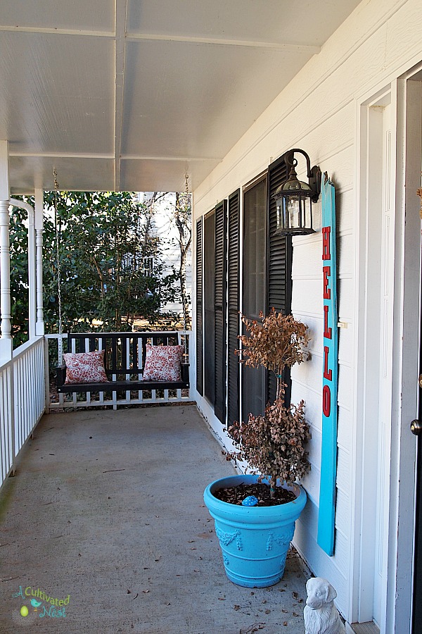 Front porch with the DIY Hello Sign