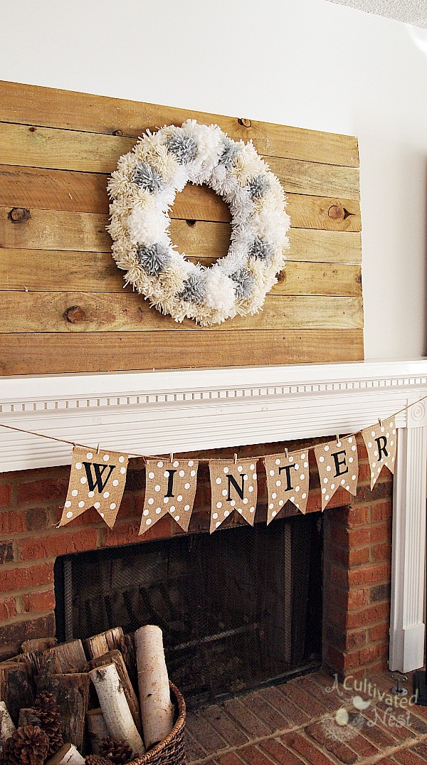 DIY Winter Yarn Pom Pom Wreath