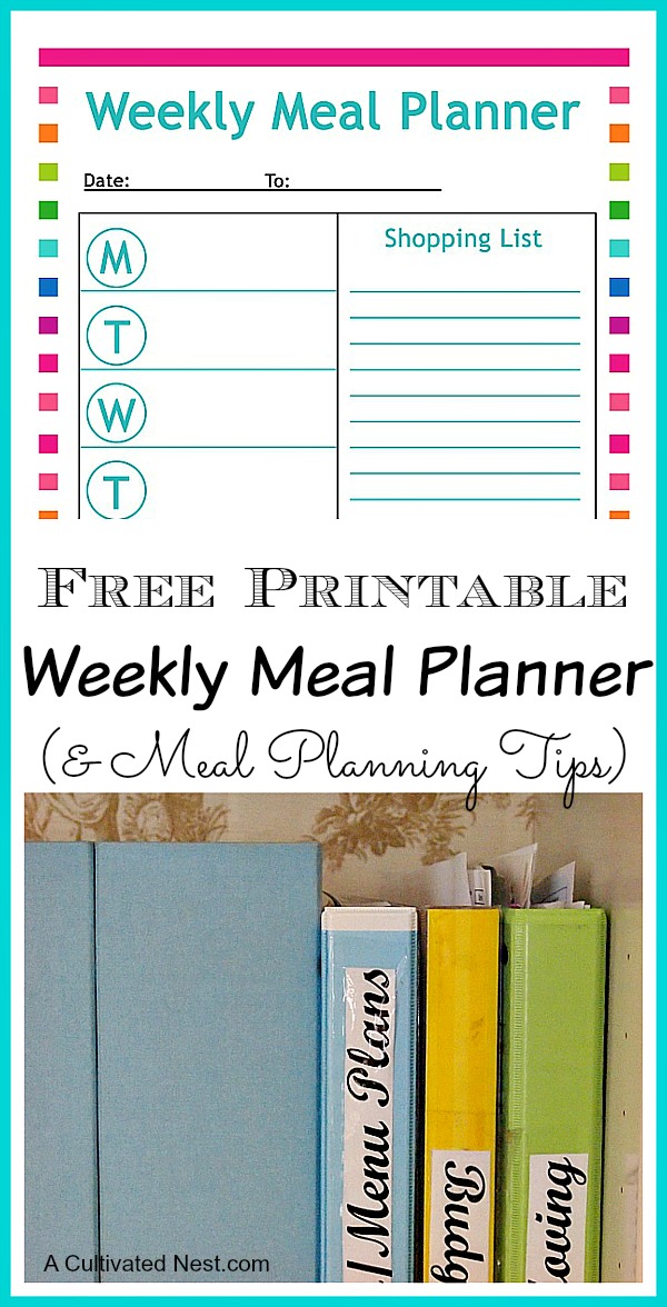 Free printable menu planning sheet and tips for meal planning!