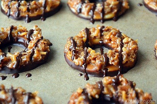  Homemade Samoas-14 Snacks You Can Make At Home Instead of Buying - these foods are simple to make at home and healthier than the store bought version.