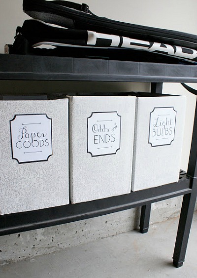 Organize Your Garage with Free Printable Labels- It's easy to organize your home if you have these free printable labels! Use them to organize your bins, baskets, jars and boxes and create a beautifully organized home! | organize your pantry, organize your linen closet, organize your food, organize your home office, organize your garage, #freePrintable #organizing #organization #organize #labels #printable #homeOrganization