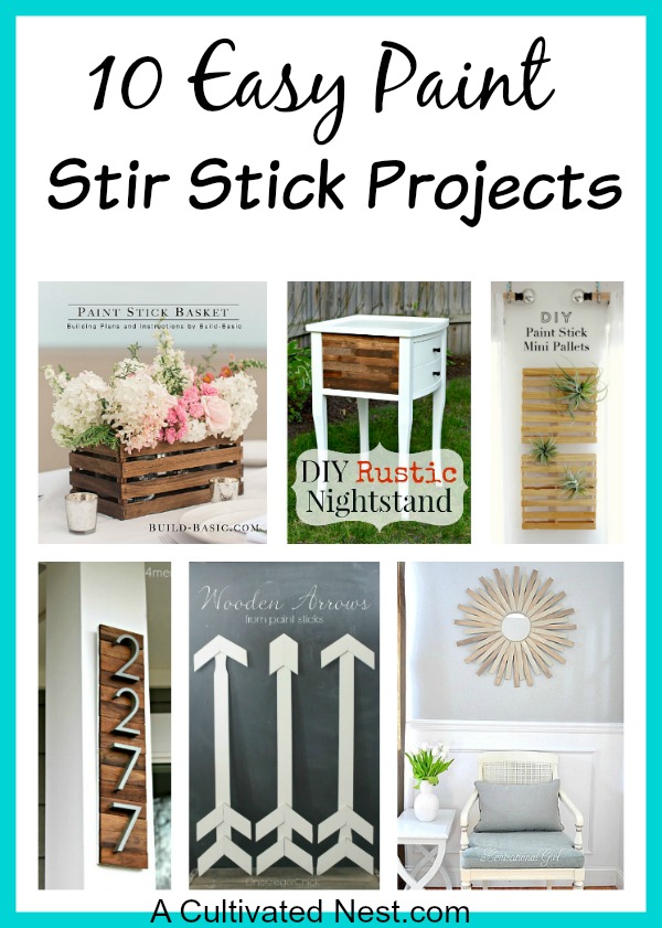 15 Easy Paint Stick Projects- Check out these 15 paint stir stick projects for some cute, easy, and inexpensive craft ideas! | DIY, craft, repurpose, upcycle, reuse, home decor, frugal #ACultivatedNest