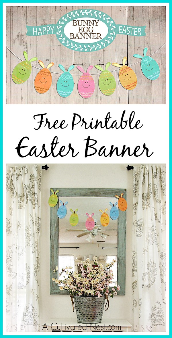 Free Printable Happy Easter Banner with Glitter Details