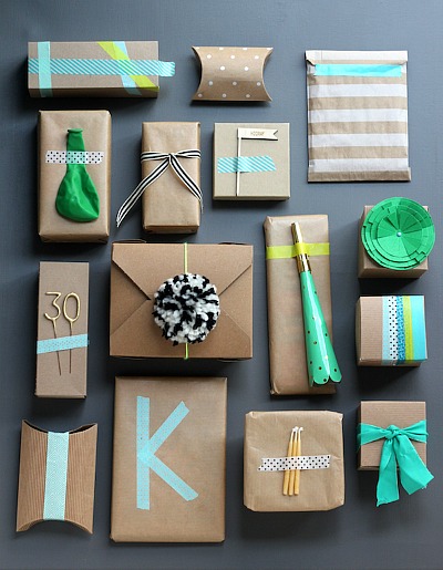Decorated brown wrapping paper