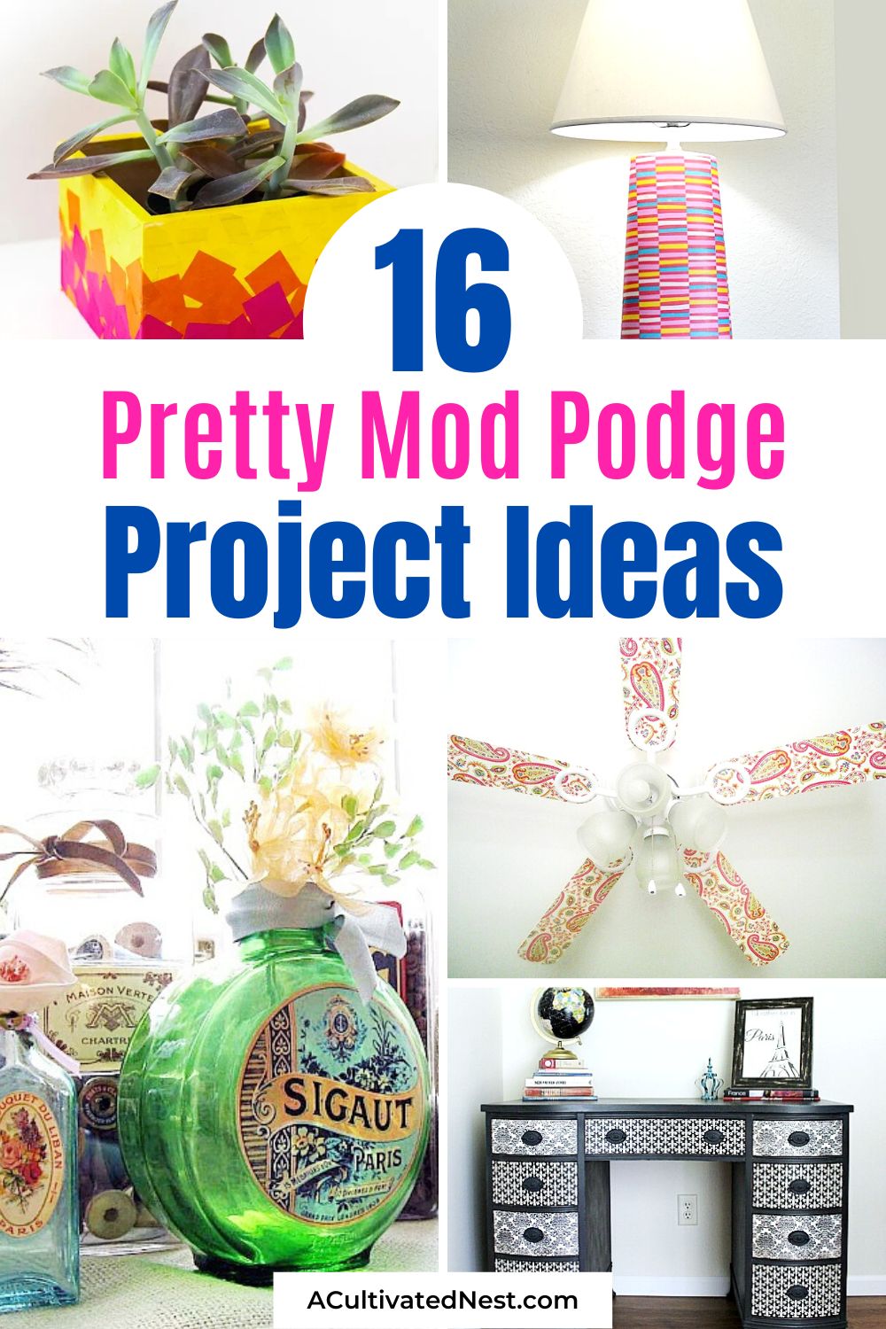 16 Pretty Mod Podge Projects- Mod Podge is great for doing projects of any size, and it's very easy to use, too! | DIY décor, #crafting #crafts #diyIdeas #DIY #ACultivatedNest