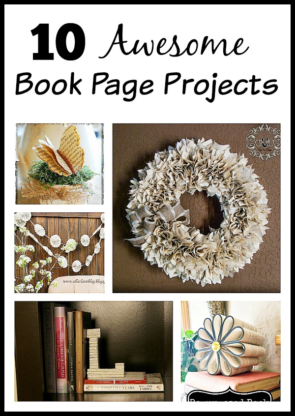 10 Awesome Book Page Projects- You'll love these book page projects! The fact that book pages are paper makes them easy to use in a variety of projects, and the text on the pages adds an extra level of visual interest not found in normal solid-color paper. | #diyProjects #crafts #upcycle #repurposeProjects #ACultivatedNest