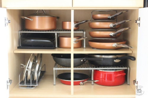 10 Awesome Pot and Pan Organization Ideas- Tired of your pots and pans always being unorganized? You need to check out these handy tips for organizing pots and pans! | #kitchenOrganization #organizingTips #organizationIdeas #organize #ACultivatedNest