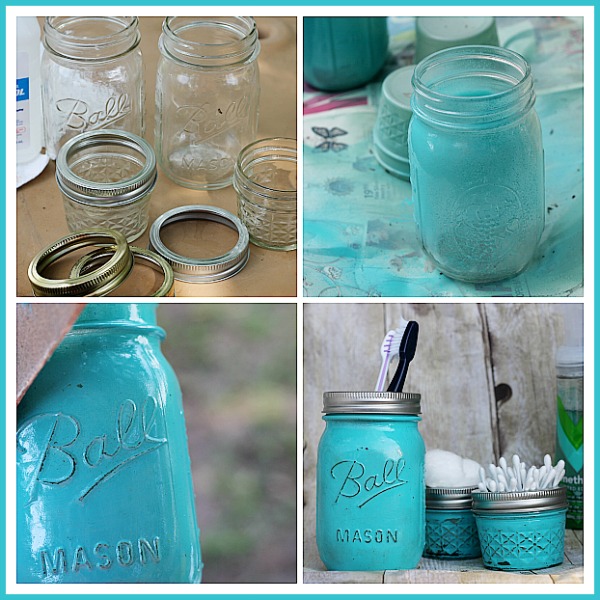 How to paint mason jars with spray paint and distress them